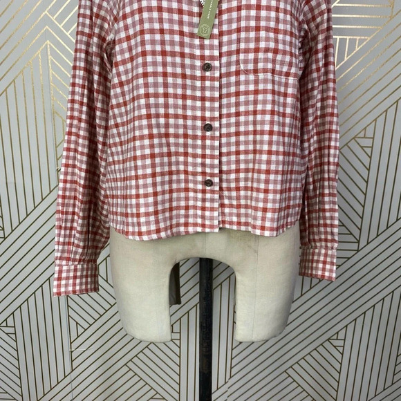 Marine Layer Madeline Relaxed‎ Crop Shirt in Red & White Plaid Size US Medium - Picture 5 of 12